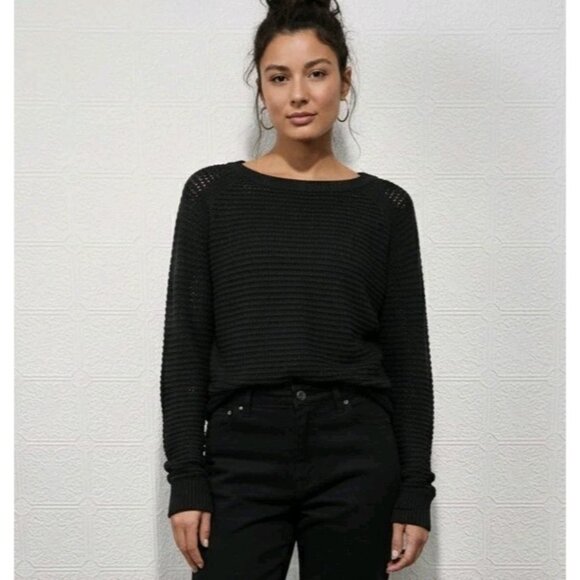 Lululemon 2025 Pointelle-knit Cotton Black Sweater Size 8 - Picture 1 of 7